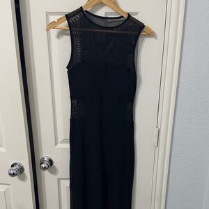 Klassy Network Black Mesh Midi Dress